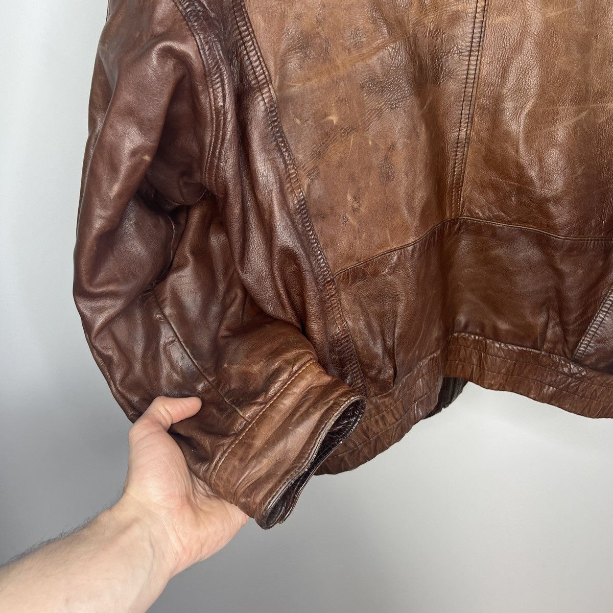 Other Vintage Brown Leather Motor Biker Jacket Trucker Genuine Size US M / EU 48-50 / 2 - 12 Thumbnail