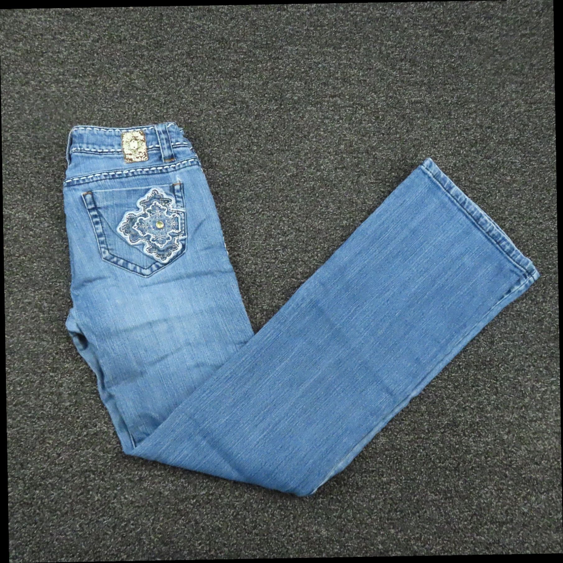 Melina Buckle Embellished Bootcut Jeans In Blue main image 1