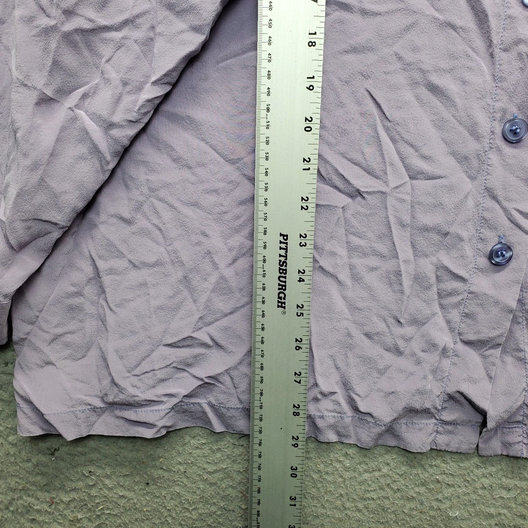 Vintage Stephanie Andrews Shirt Womens 3X Purple Button Front Chest Pocket Side Slit Button-Up 100% Silk (No N/A) Size XXL / US 16-18 / IT 52-54 - 3 Thumbnail