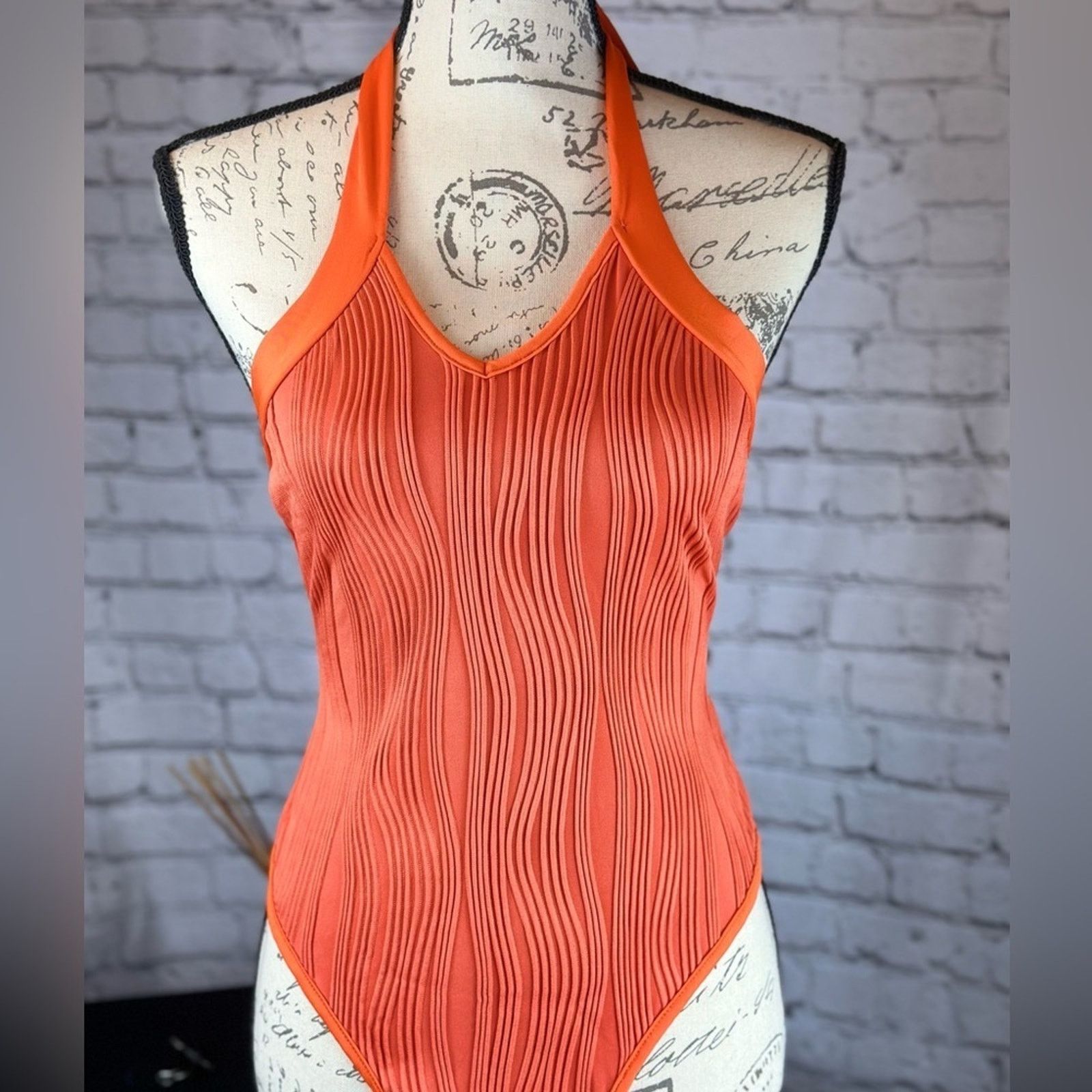 Other Crisscross Tie Backless Halter Bodysuit - Orange - 8/10 Size L / US 10 / IT 46 - 13 Thumbnail