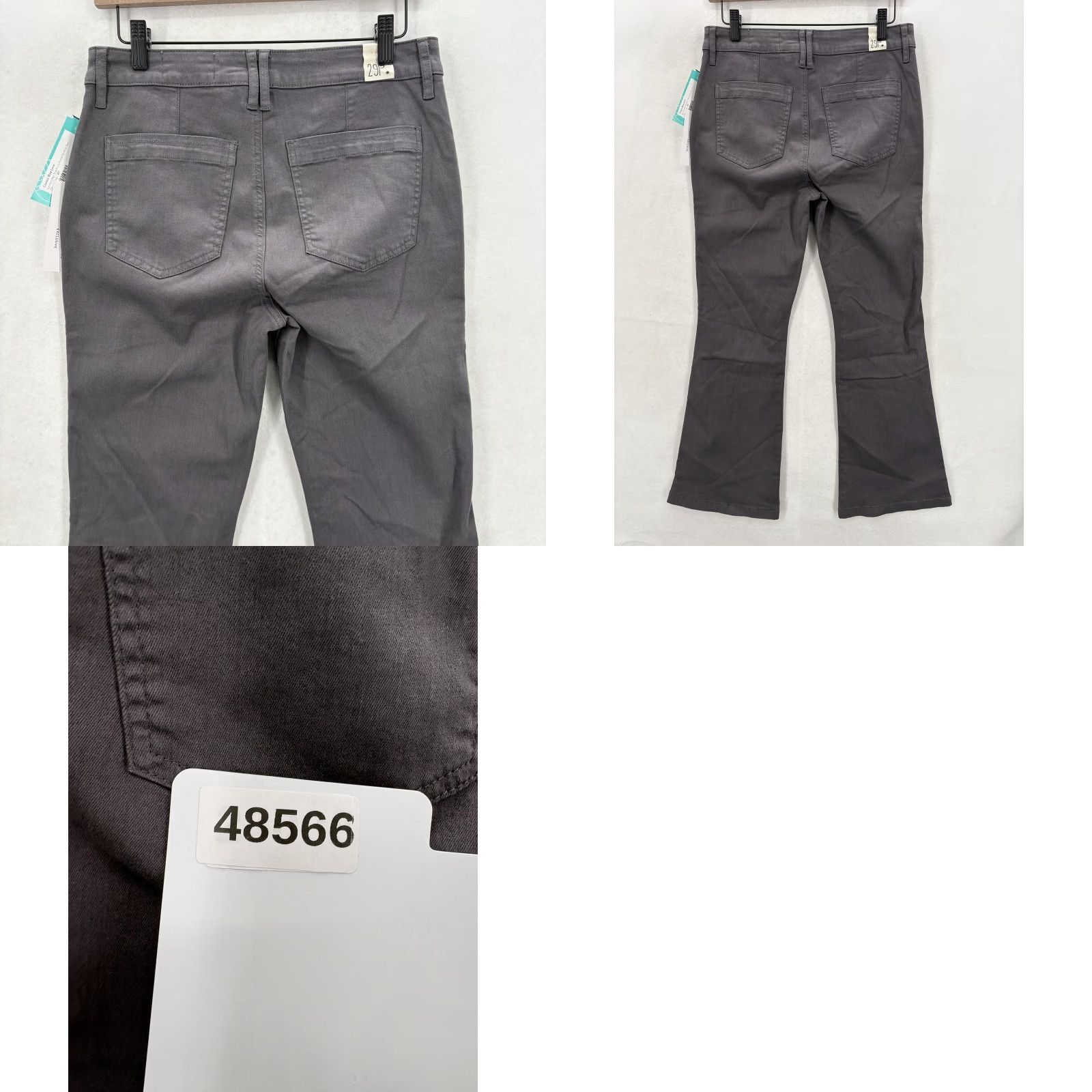 Vintage Cosmic Blue Love Liya Eco Bootcut Pants Womens 29P Gray Twill Patch Pockets NWT Size 29" - 10 Thumbnail