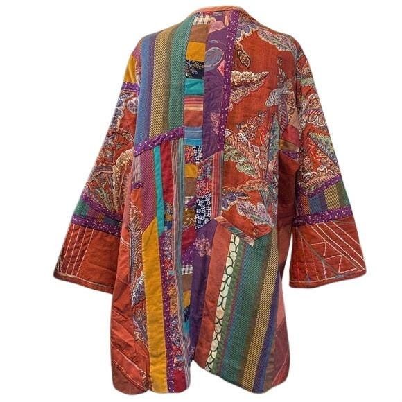 Other Handmade Patchwork Kimono Jacket Women Bright Multicolor OS Size ONE SIZE - 3 Thumbnail