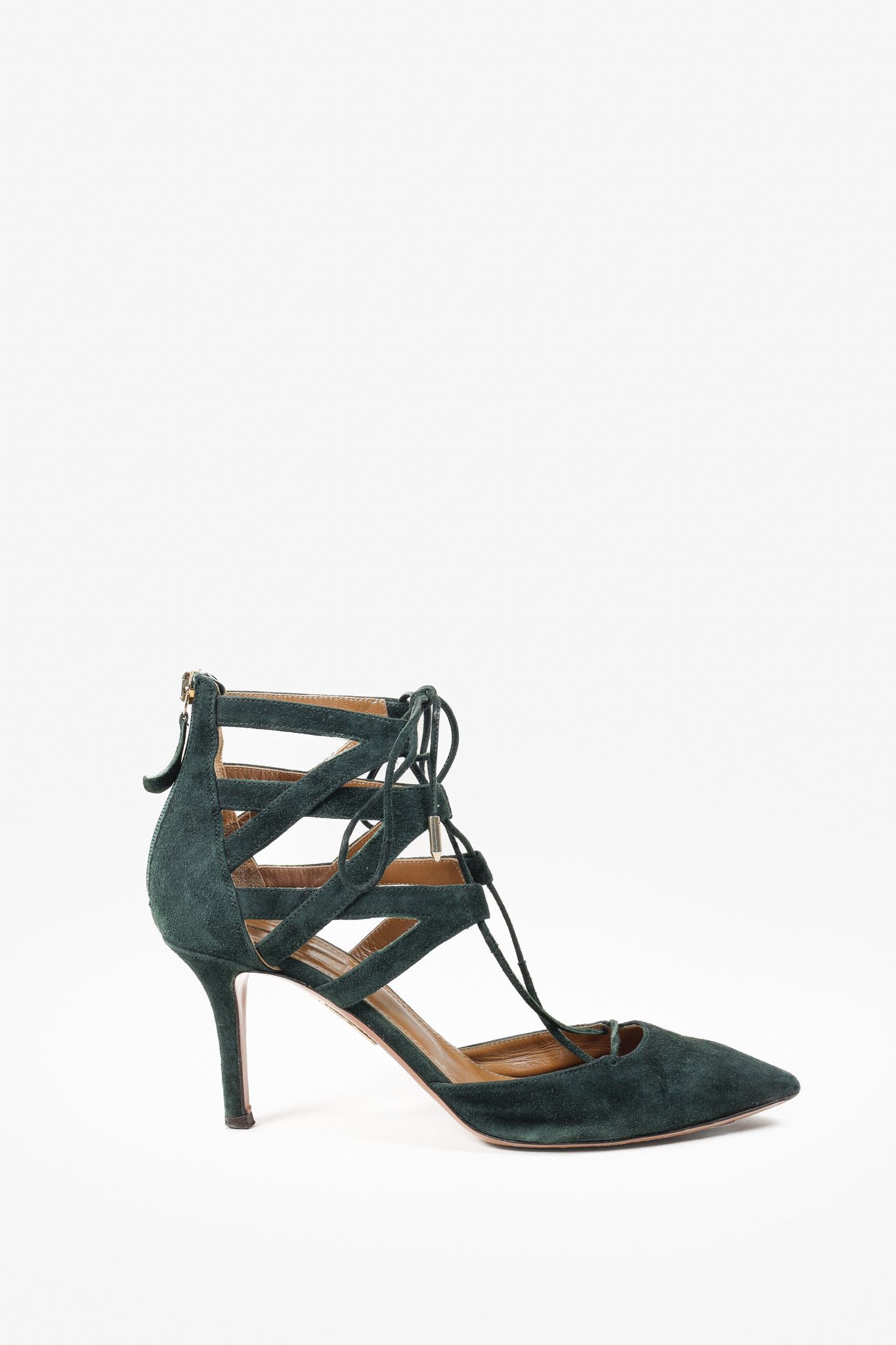 Aquazzura Dark Green Belgravia 75 Heels