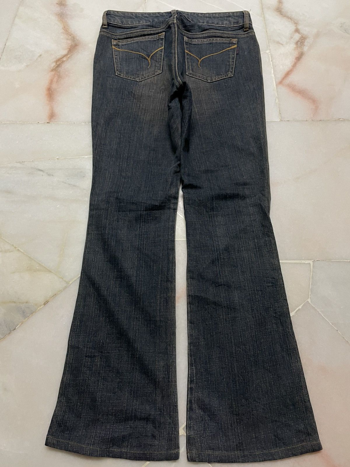Japanese Brand 💥Flared💥Vintage 90’s Japanese Rusty Mudwash Sick Dark Jeans Size 28" / US 6 / IT 42 - 7 Thumbnail