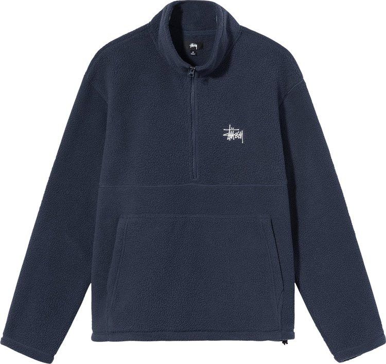 image of Stussy Half Zip Mock Neck Fleece in Navy, Men's (Size XL)