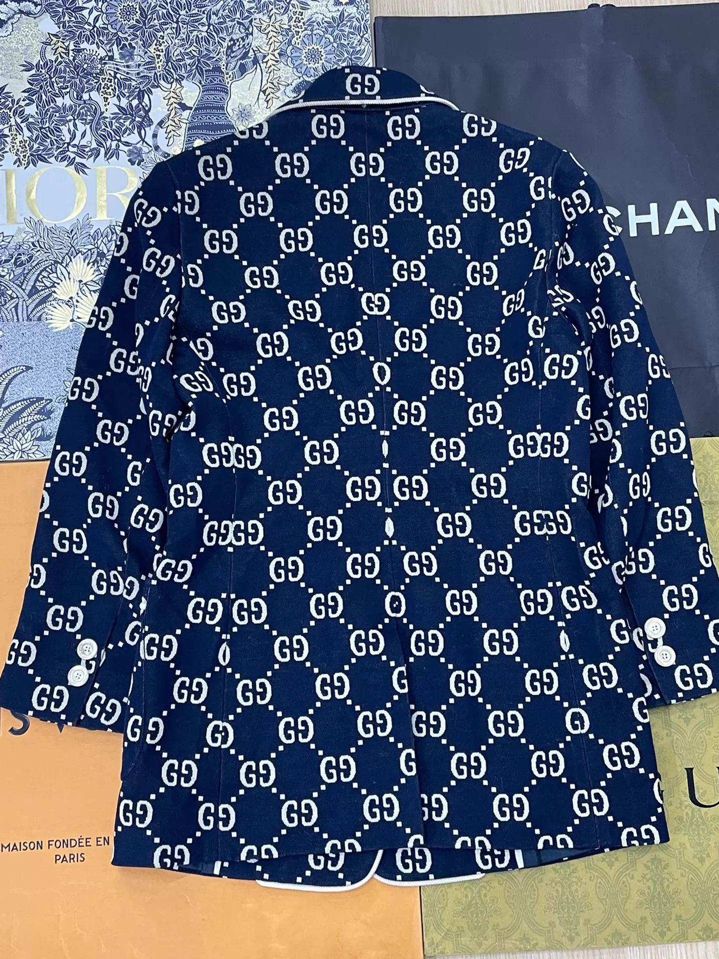 Gucci Gucci Blue All Over Logo Suit Jacket Size 38 Preppy Size XS / US 0-2 / IT 36-38 - 3 Thumbnail