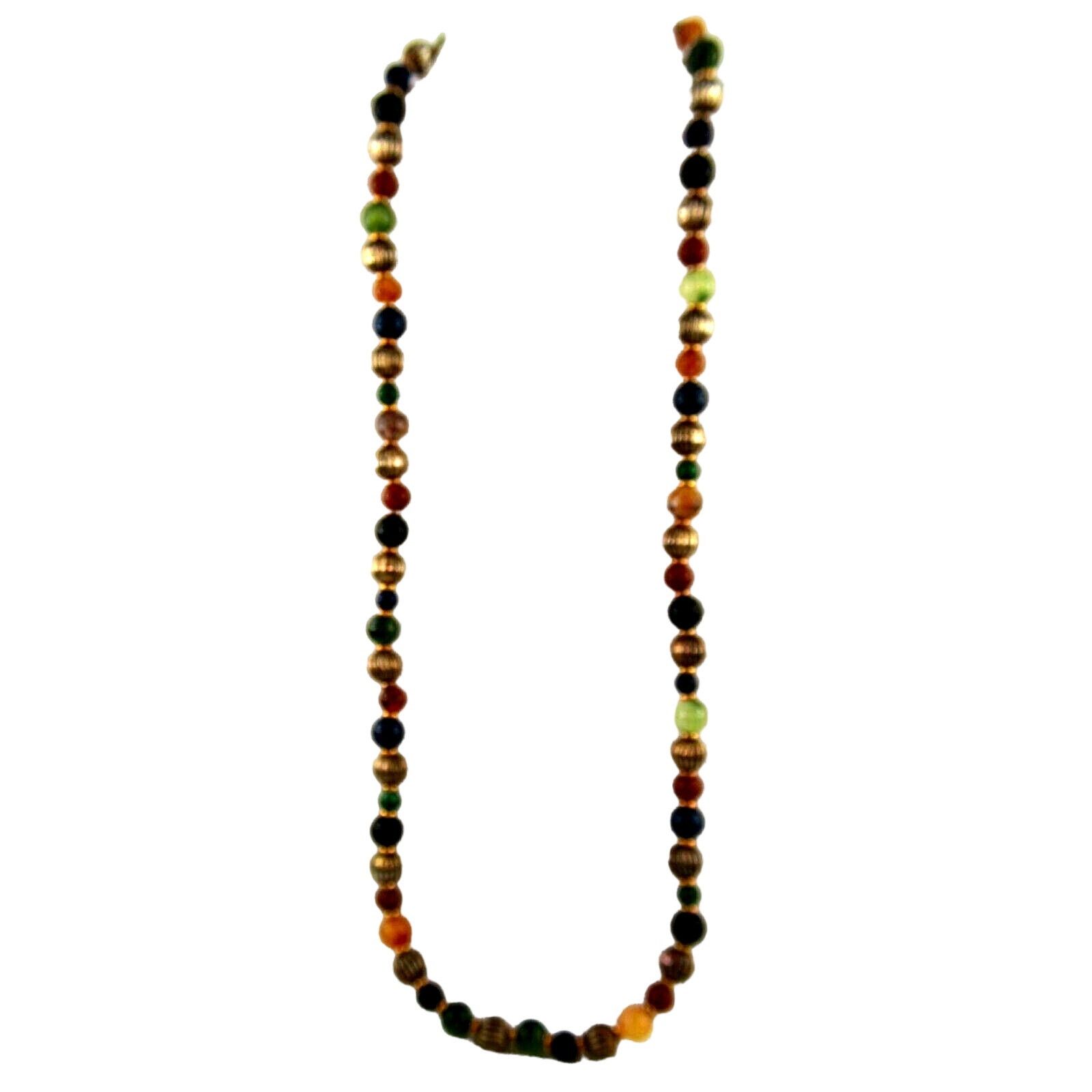 Other Multi-Colored Gemstone Necklace: Agate • Onyx • Lapis • 34" Size ONE SIZE - 2 Thumbnail