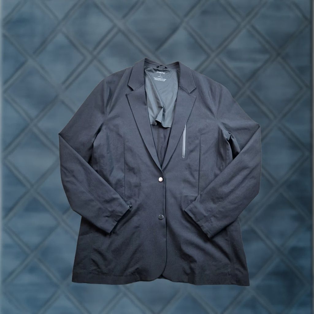 Vintage Pashko Blazer Mens XL Black Unstructured Cotton Stretch Pockets Two-Button Front Notch Lapel Single-Breasted Regular Fit Size 46R - 1 Thumbnail