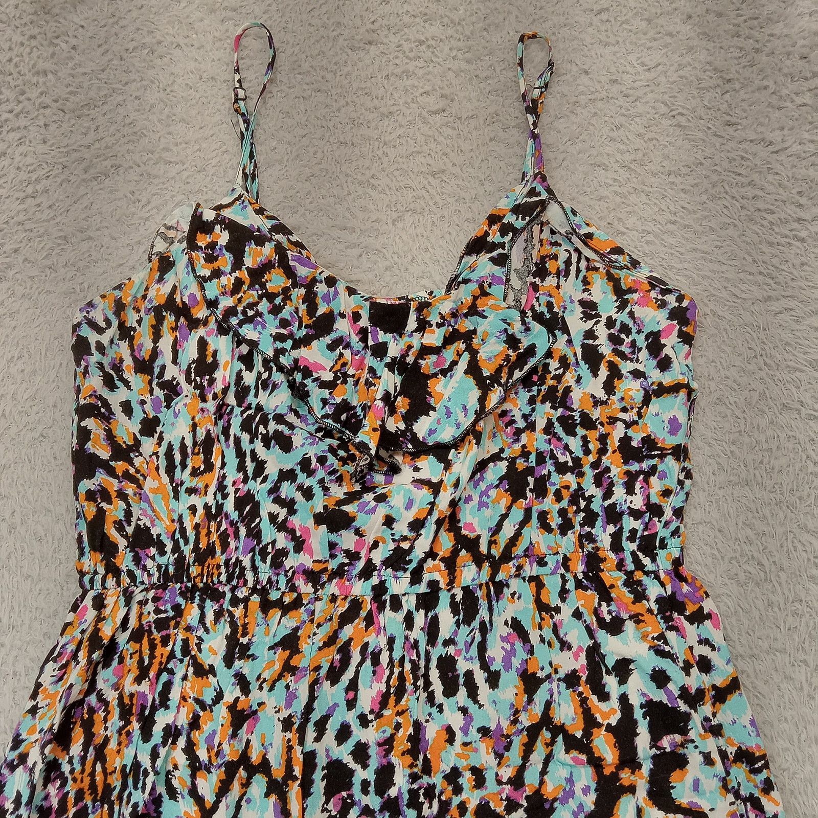 rue21 Rue 21 Sun Dress L Ruffle Animal Print Rayon Size L / US 10 / IT 46 - 2 Thumbnail