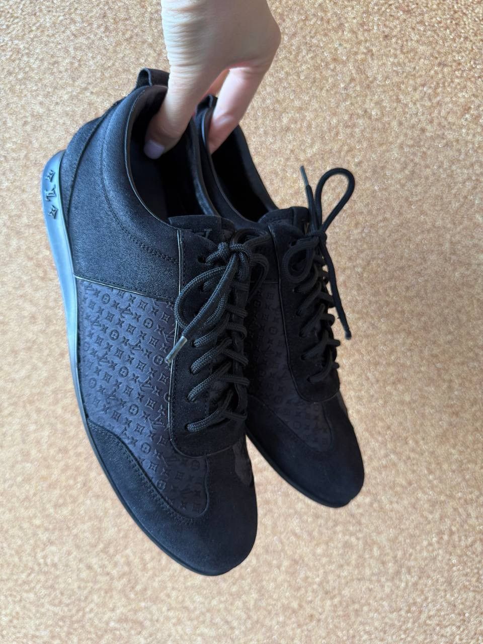 Louis Vuitton Louis Vuitton Black Monogram Canvas Low Top Sneakers Size US 8 / IT 38 - 3 Thumbnail