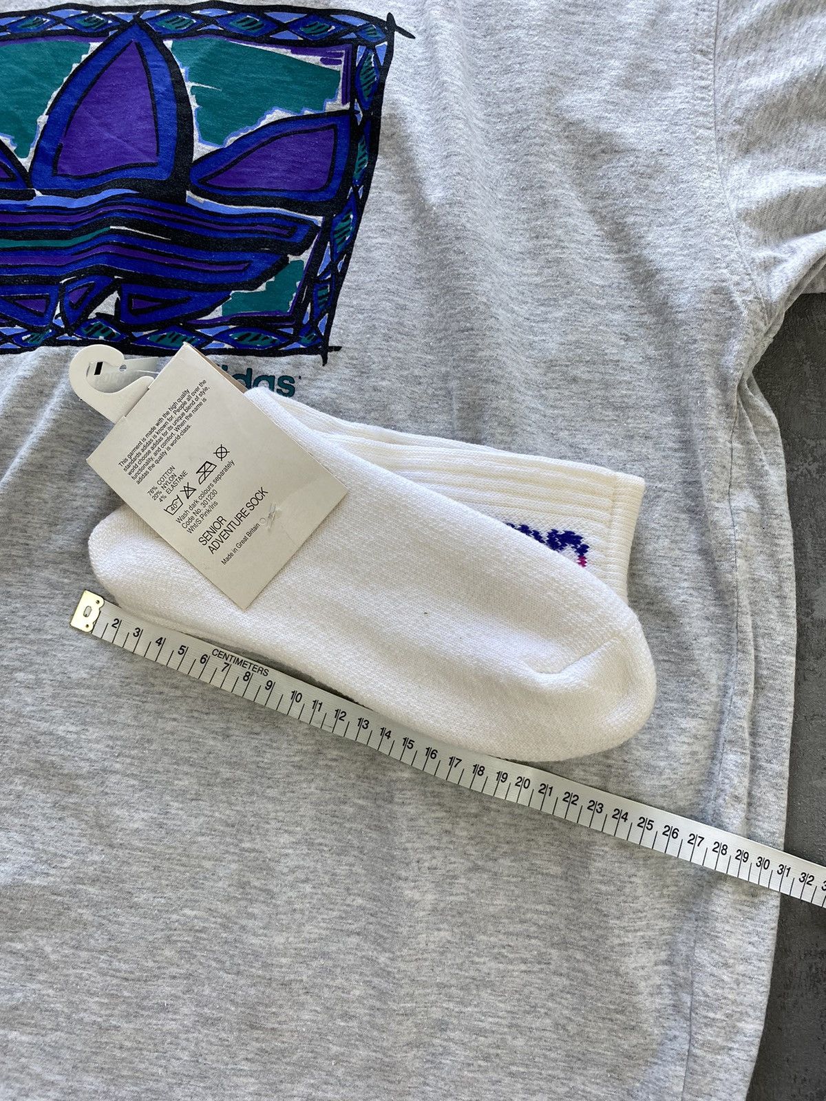 Adidas × Vintage Vintage Adidas tee + socks ! purple Logo boxy 90s retro Size US XL / EU 56 / 4 - 8 Thumbnail