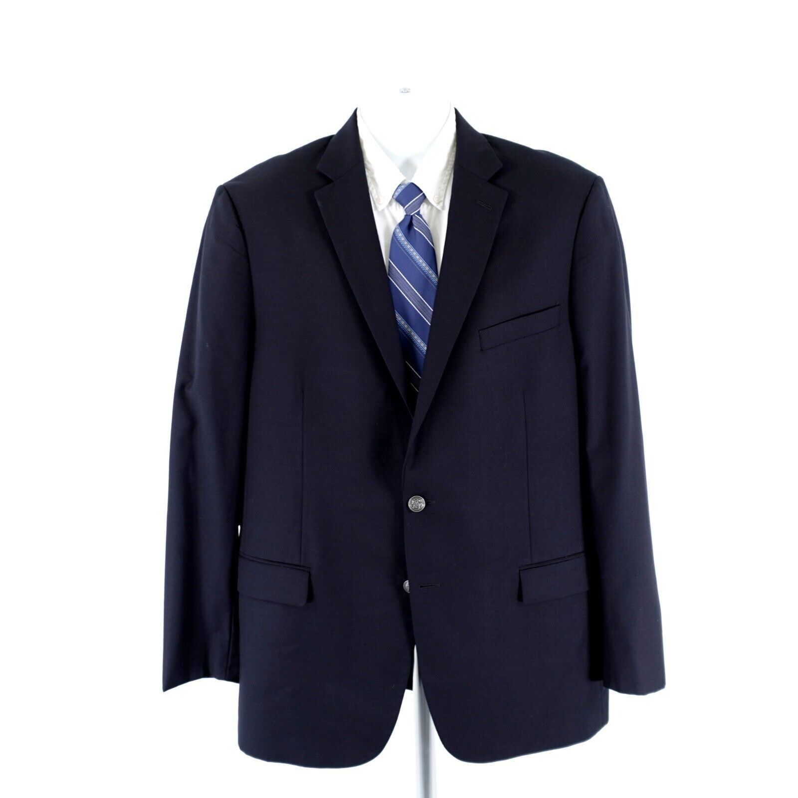 Hart Schaffner Marx Hart Schaffner Marx Blue Thick Wool 2 Silver Button Blazer 4 Size 44L - 6 Thumbnail