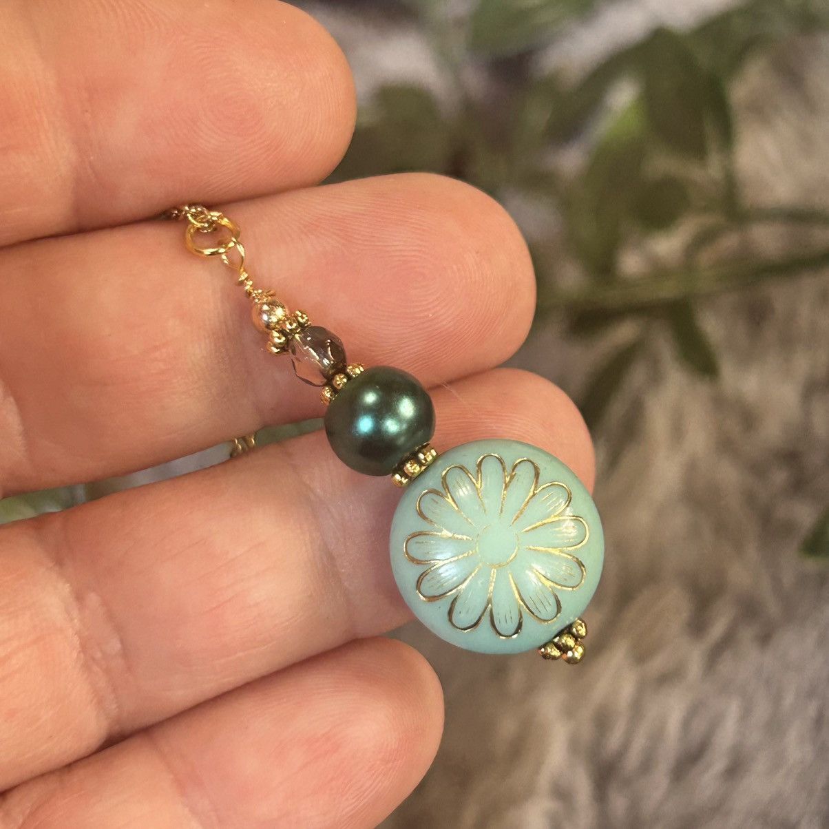 Handmade Handcrafted elegant blue art glass beaded pendant necklace Size ONE SIZE - 1 Thumbnail