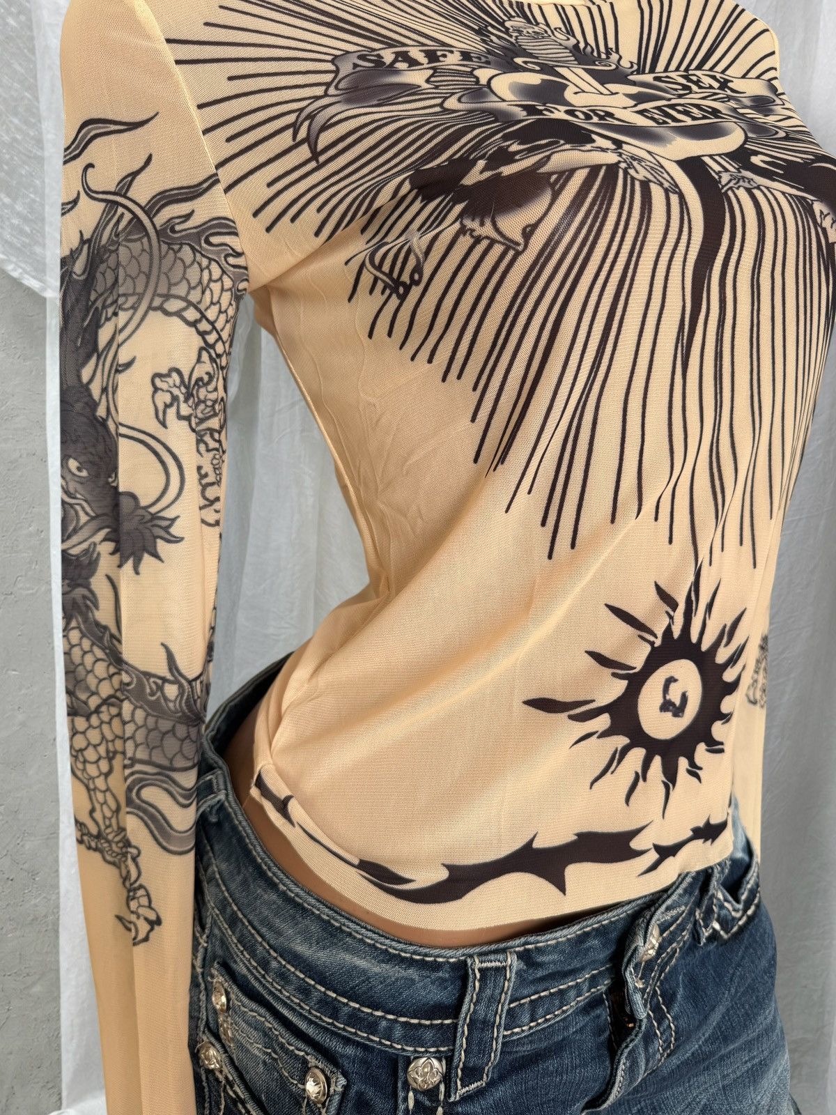 Japanese Brand Jean Paul Gaultier Style Mesh Long Sleeve Top Size S / US 4 / IT 40 - 5 Thumbnail