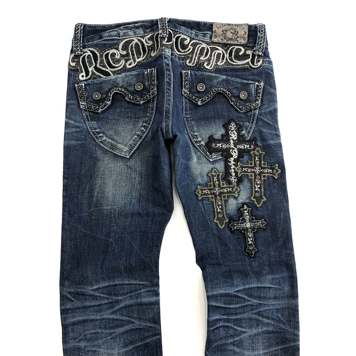 14th Addiction × If Six Was Nine × Japanese Brand Y2K Vintage Red Pepper Cross Punk Distressed Skinny Jeans Size 28" / US 6 / IT 42 - 2 Thumbnail