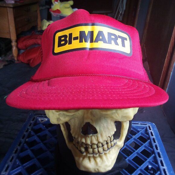 Vintage Deadstock Vintage 80s Bi-Mart Snap Trucker Hat Cap Size ONE SIZE - 1 Thumbnail
