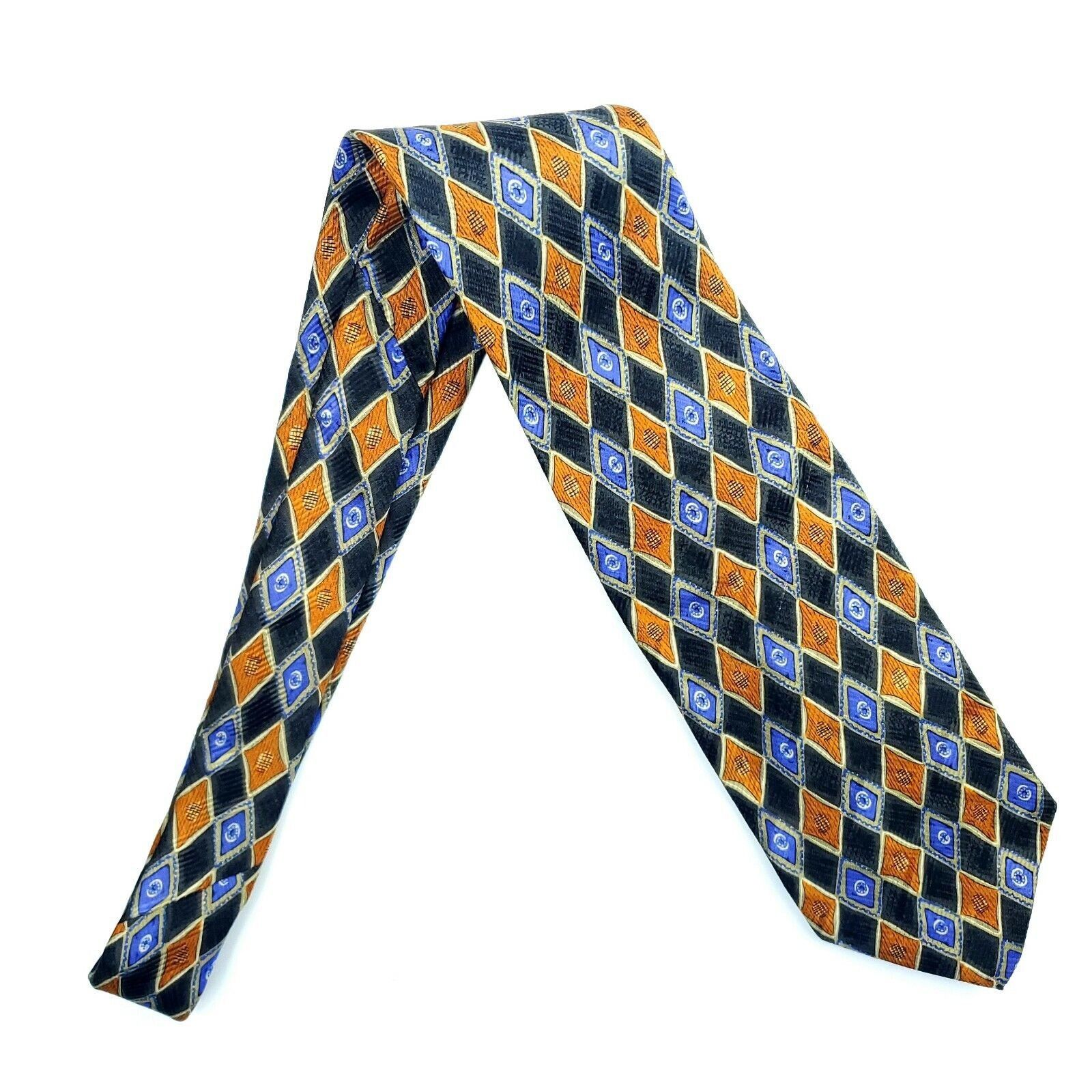 Robert Talbott Robert Talbott Gray Orange Blue Geometric Silk Tie Short Wid Size ONE SIZE - 6 Thumbnail