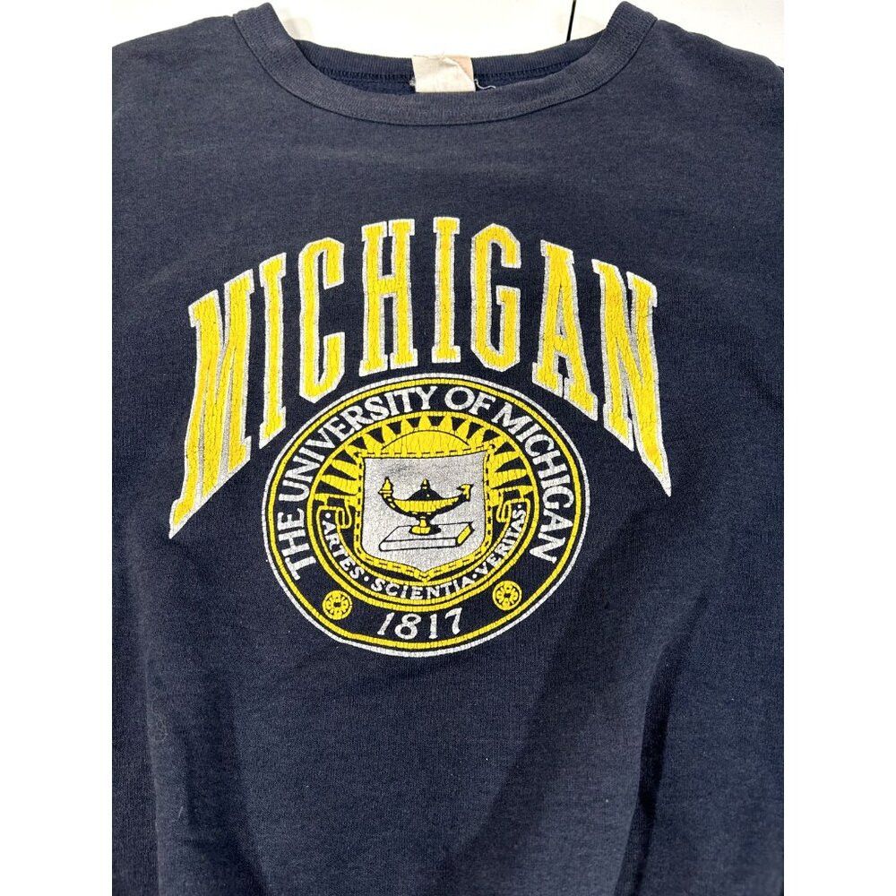 NCAA Vtg 80/90s Michigan University Arc Graphic Spellout Crewnec Size US L / EU 52-54 / 3 - 1 Thumbnail