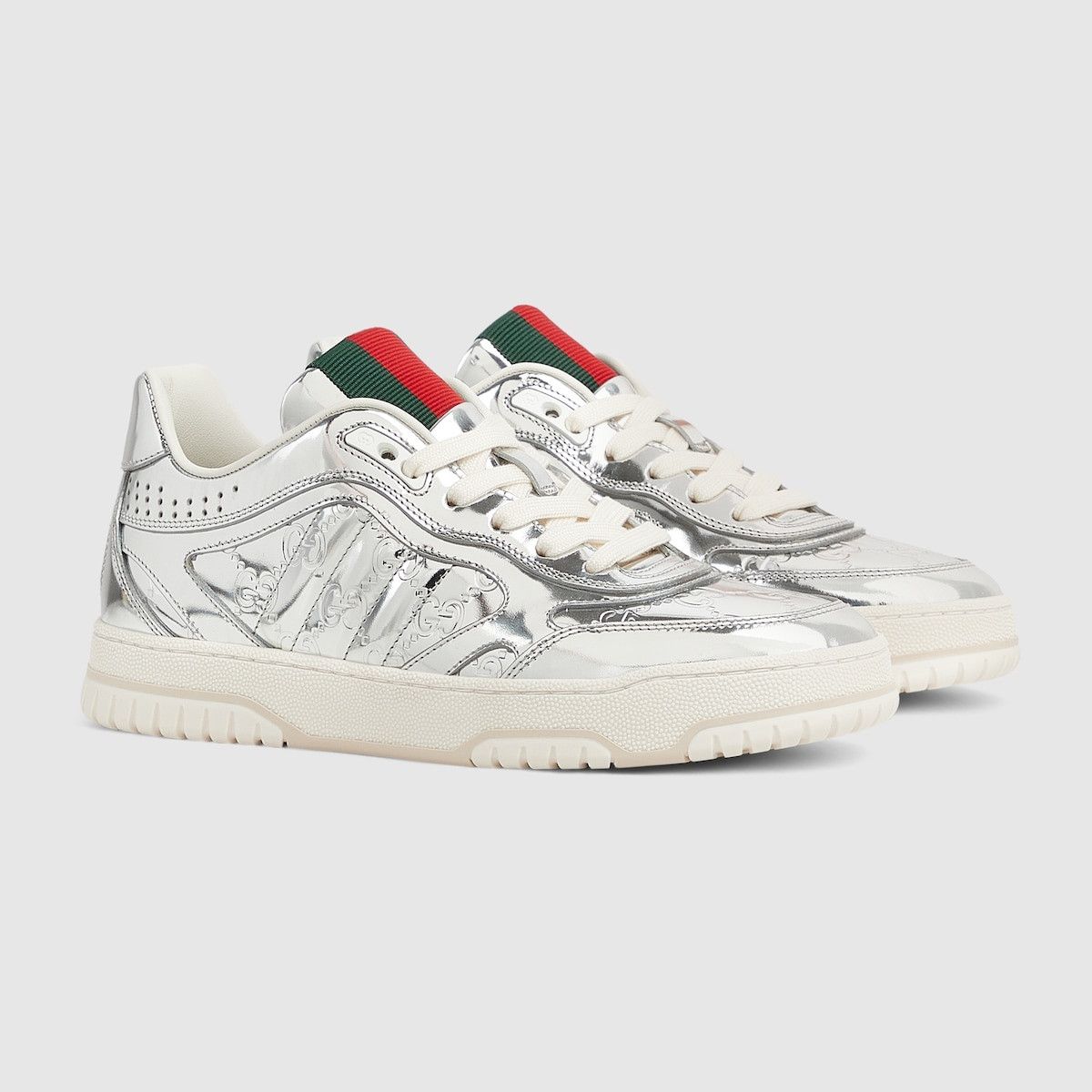 Gucci oc11z1025 Re Web Sneakers in Silver Metallic Size US 9.5 / IT 39.5 - 2 Thumbnail