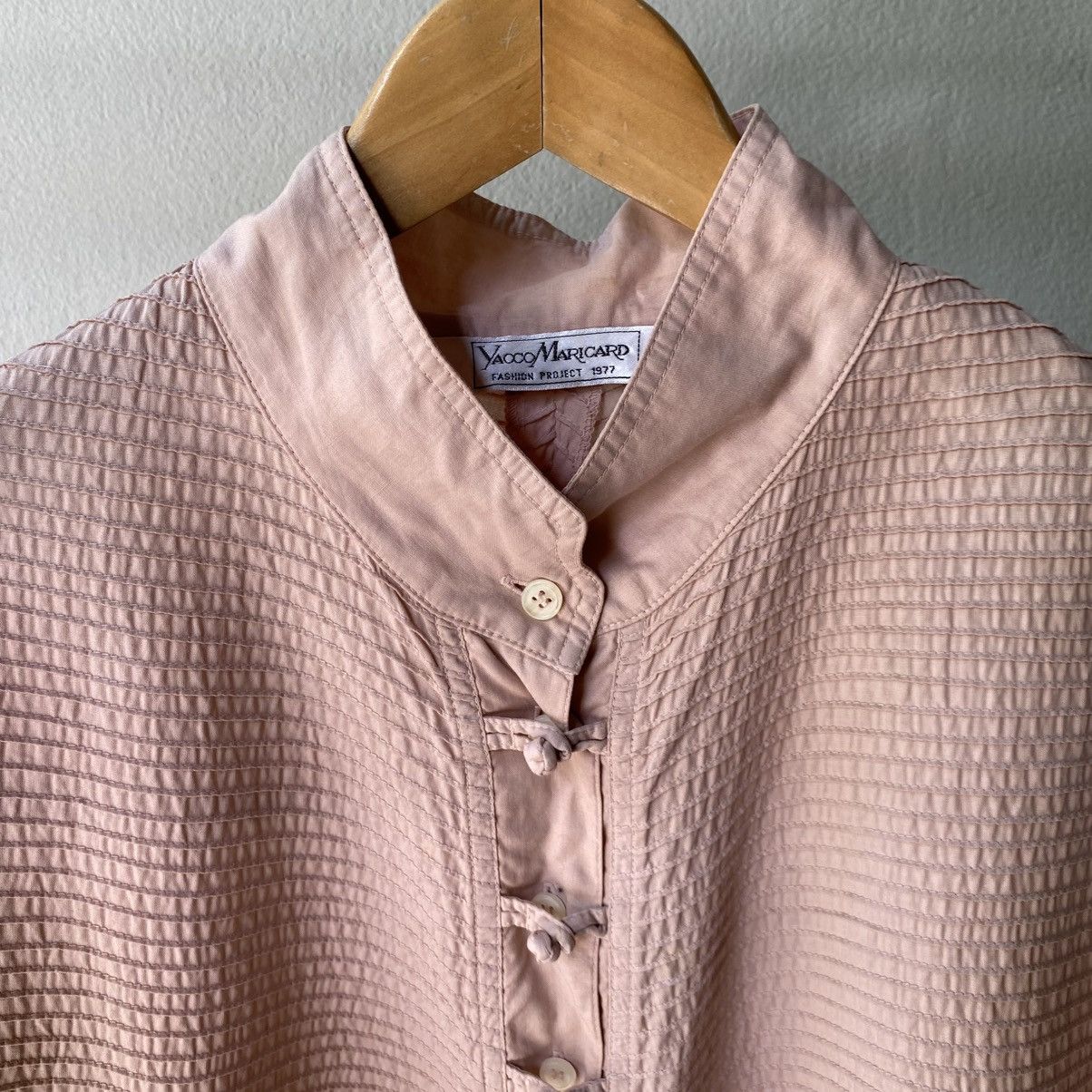 Japanese Brand Yacco MARICARD Pink Textured Short Sleeve Mandarin Collar Size XL / US 12-14 / IT 48-50 - 9 Thumbnail