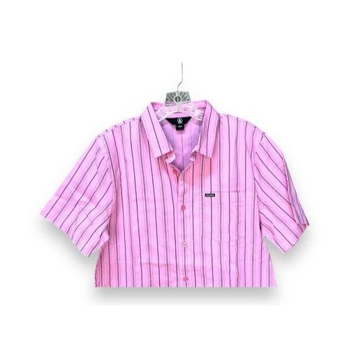 Volcom Volcom Mens Pink Striped Short Sleeve Button-Up Shirt M Size US M / EU 48-50 / 2 - 4 Thumbnail