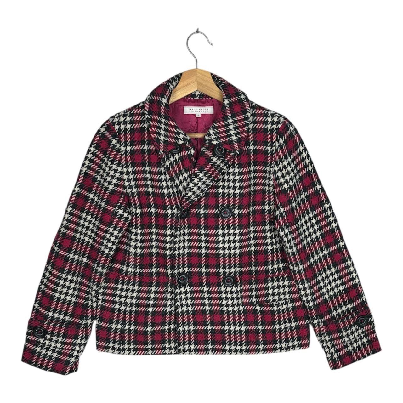 Mackintosh Mackintosh Plaid Burgundy Tweed Double Breasted Jacket Size S / US 4 / IT 40 - 1 Thumbnail