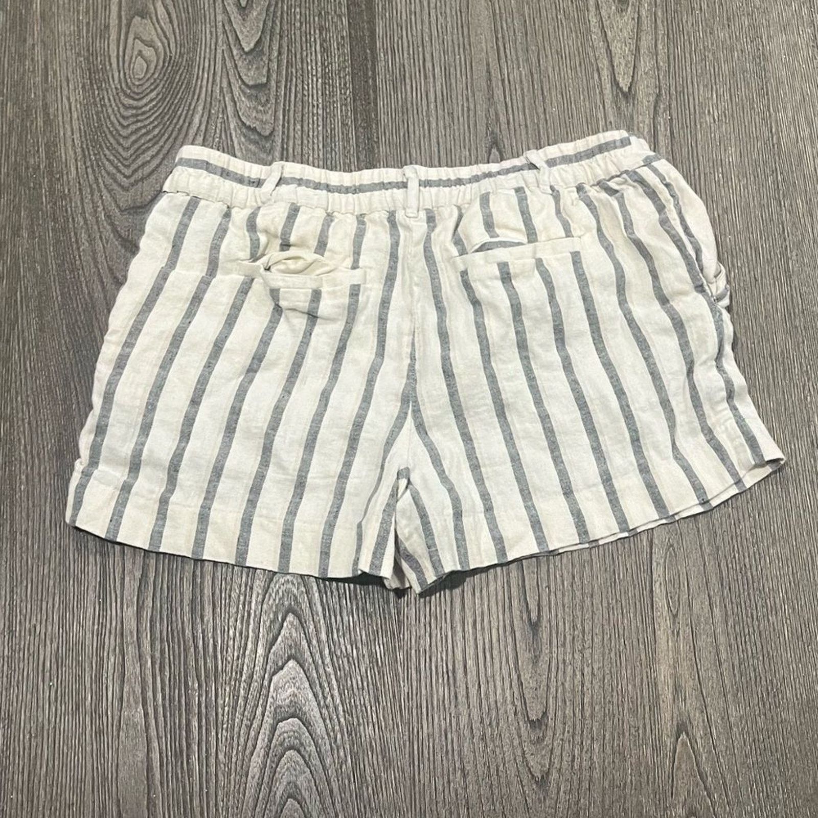 Loft Loft Cream Gray Striped Woven Shorts Size 4 Size 27" / US 4 / IT 40 - 5 Thumbnail