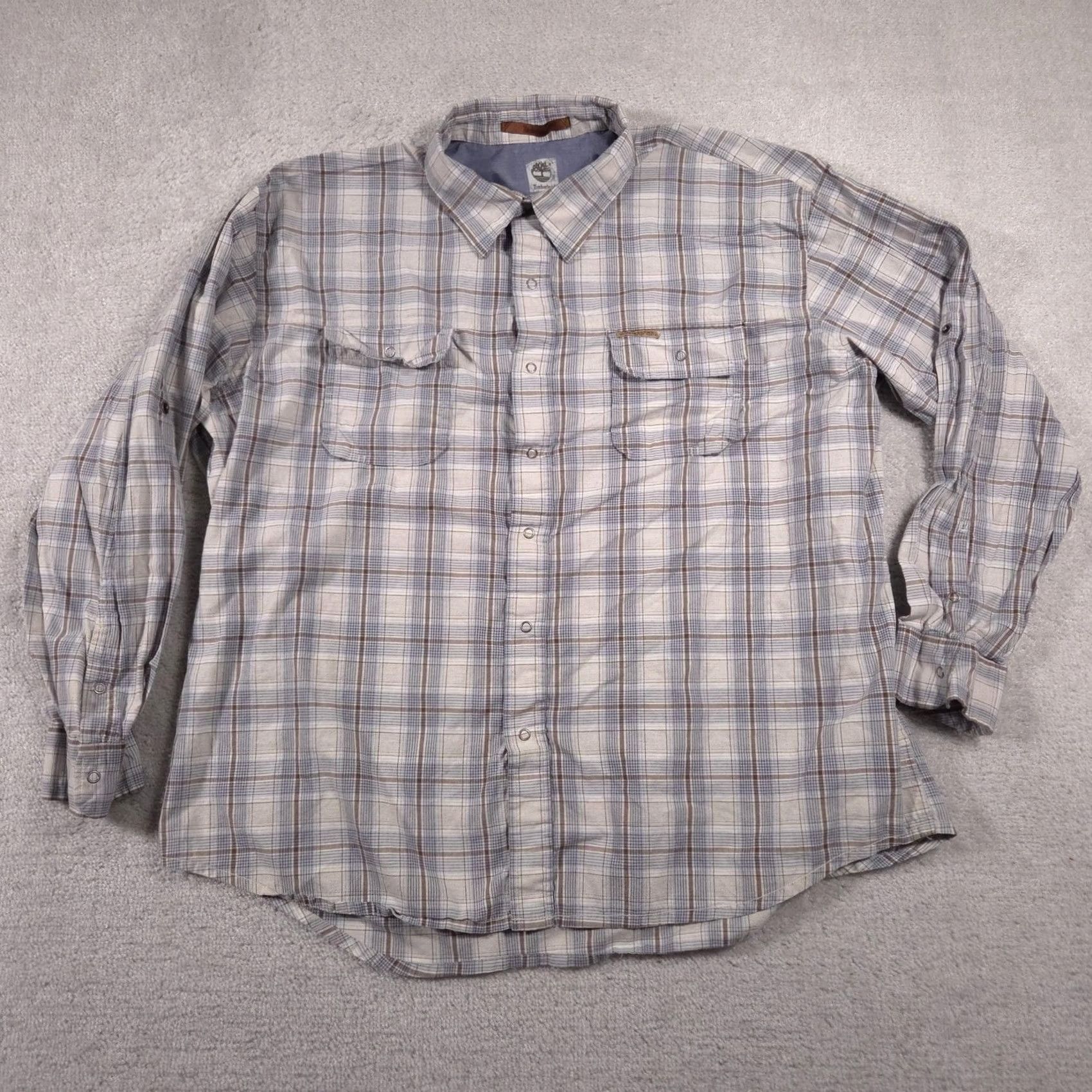 Timberland Timberland Shirt Mens 2XL XXL Blue Brown Plaid Button Up Long Sleeve Outdoor Size US XXL / EU 58 / 5 - 2 Thumbnail