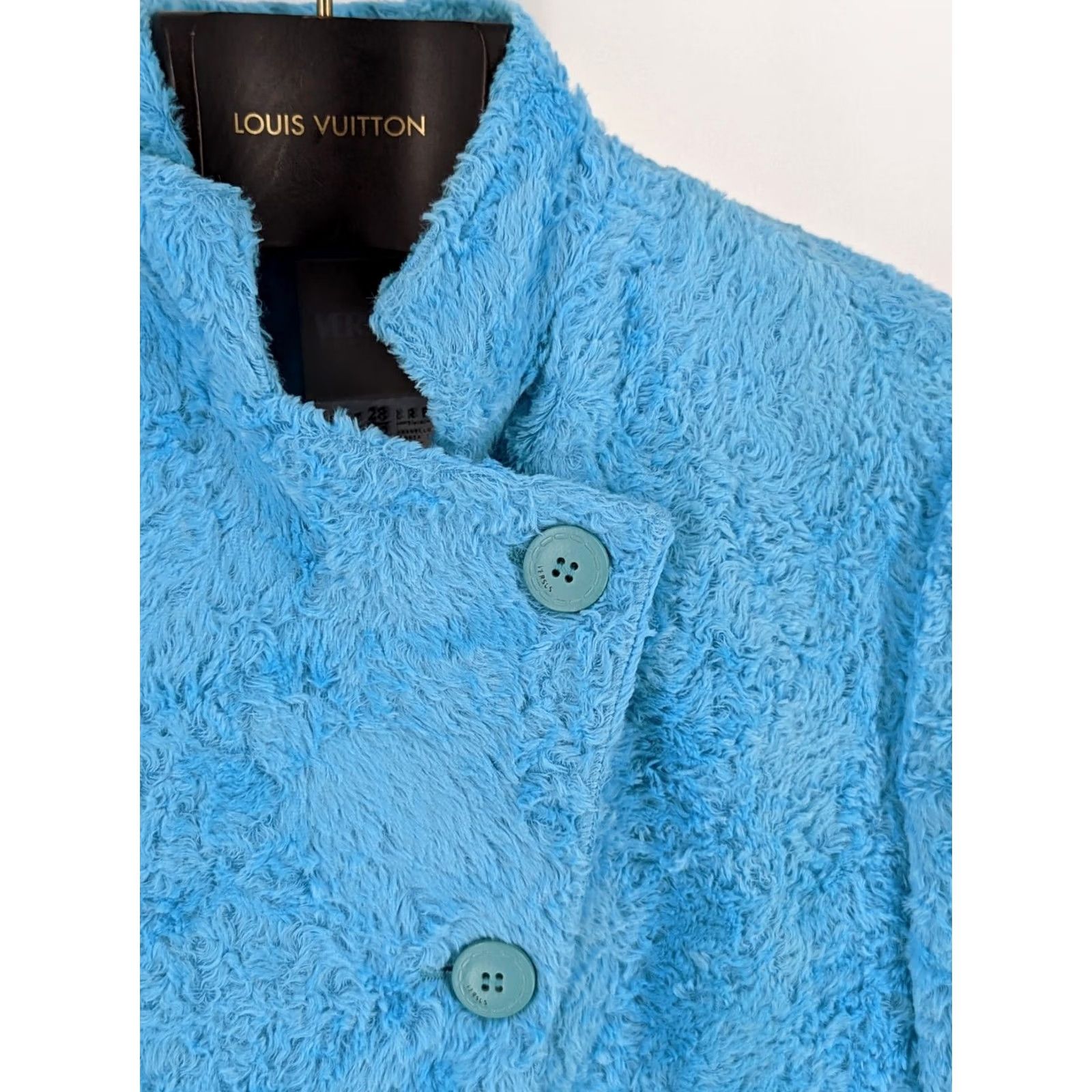 Versace VINTAGE Versus Versace Jacket Women Fur Sky Blue 42 Italy Short Bold Rockstar 90s Size M / US 6-8 / IT 42-44 - 5 Thumbnail