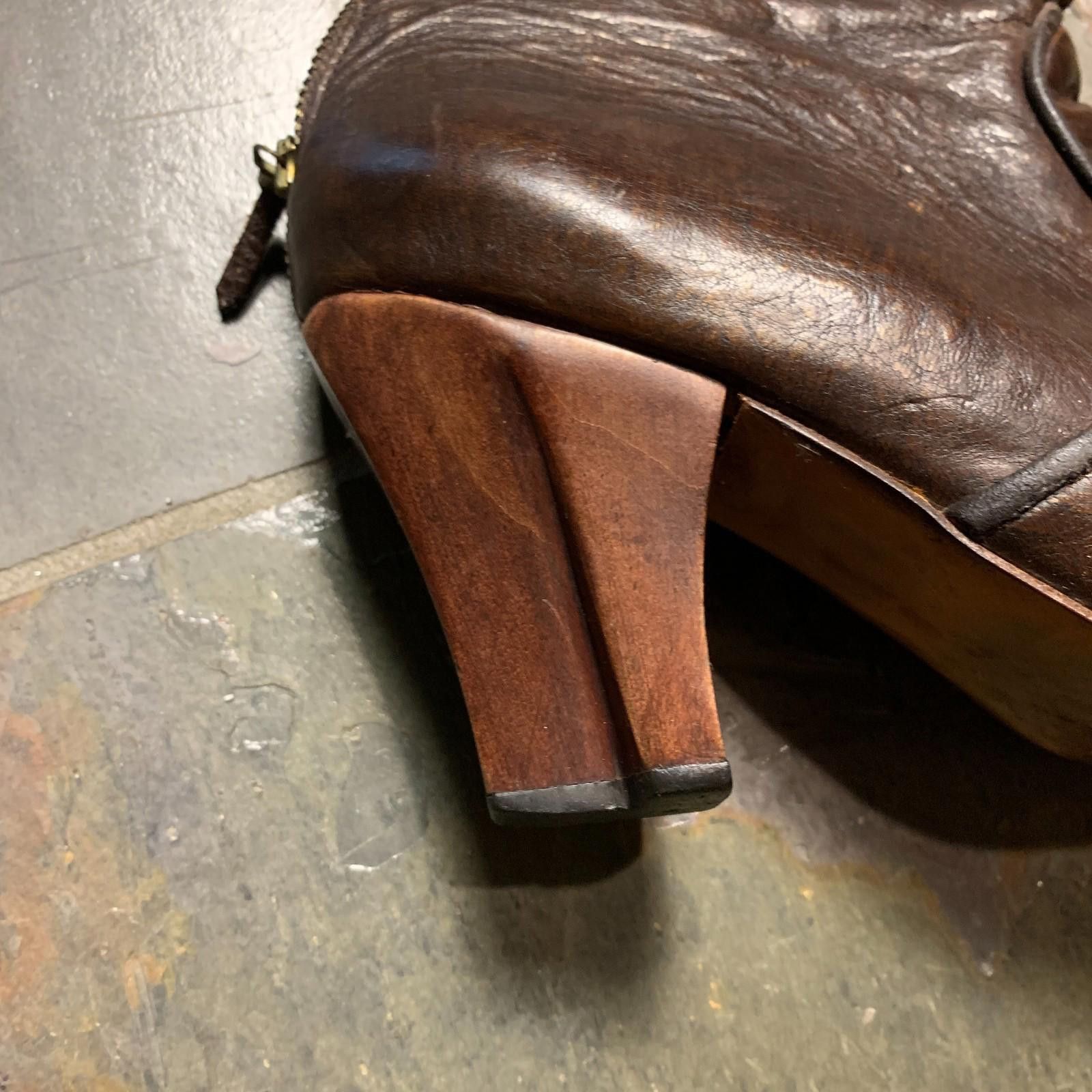 Designer CALLEEN CORDERO Ankle Boot Dk Brown Wood Heel Size 7.5 G109 Size US 7.5 / IT 37.5 - 5 Thumbnail