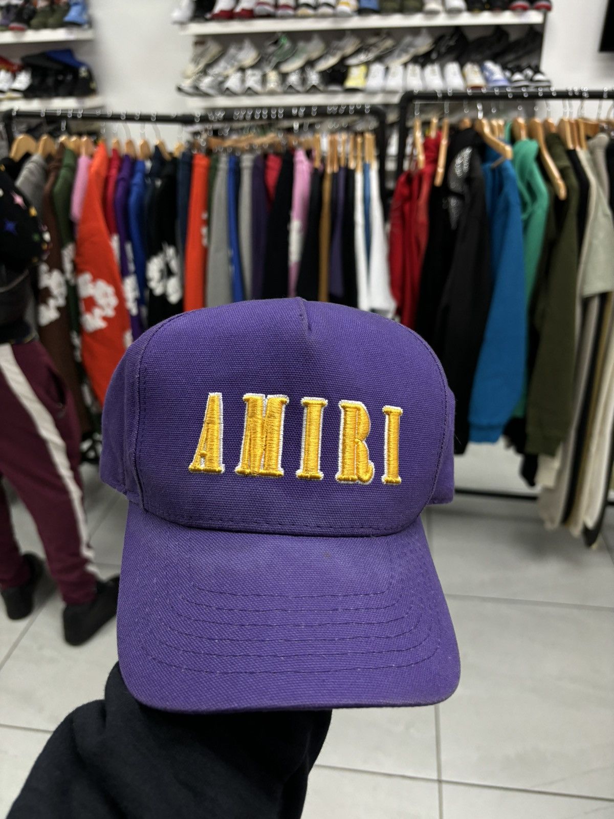 image of Amiri Purple Yellow Cap, Men's