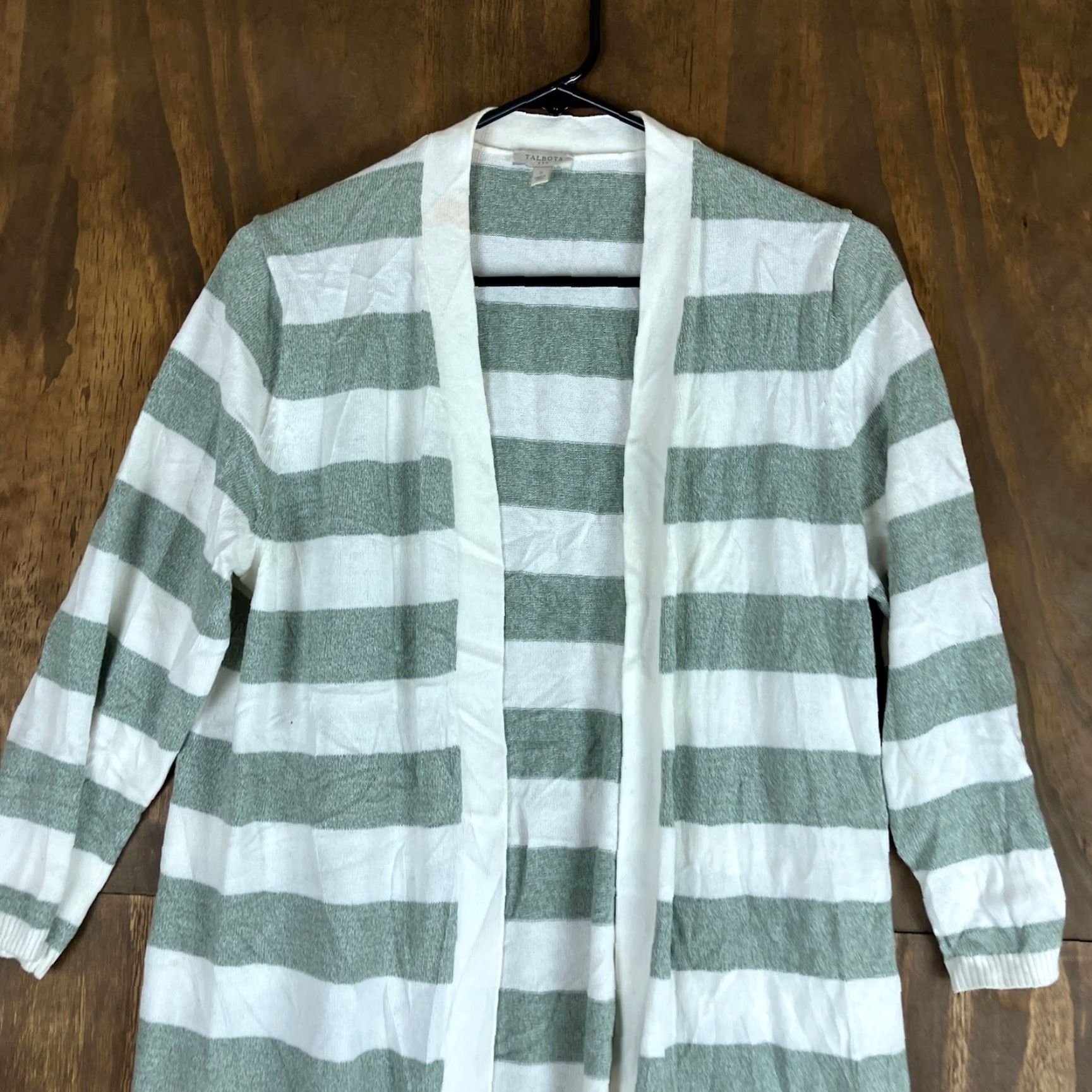 Talbots Talbots Womens Cardigan White Green Striped Open Front 3/4 Sleeve Small Sweater Shirt Bodywarm? Size S / US 4 / IT 40 - 2 Thumbnail