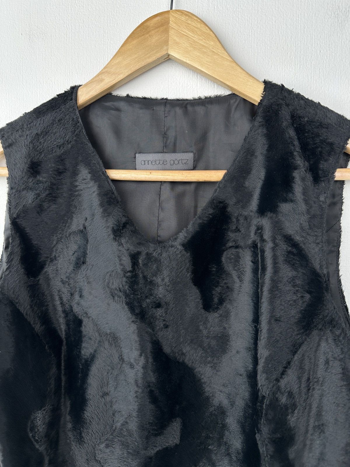 Annette Gortz ANNETTE GORTZ Avant Garde Velour Tank Top Vest Jacket Black Size XS / US 0-2 / IT 36-38 - 3 Thumbnail