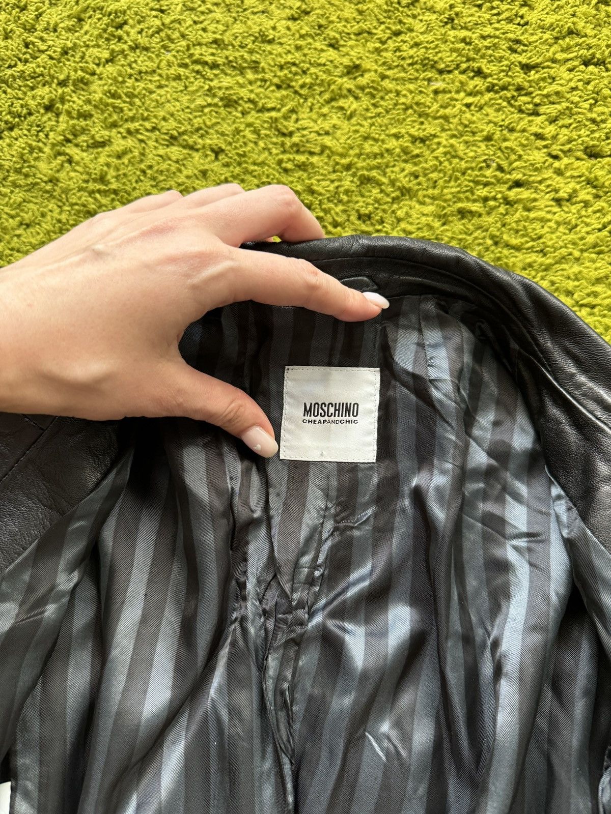 Genuine Leather × Moschino × Vintage Moschino 2000s vintage Y2K leather blazer jacket Size M / US 6-8 / IT 42-44 - 4 Thumbnail