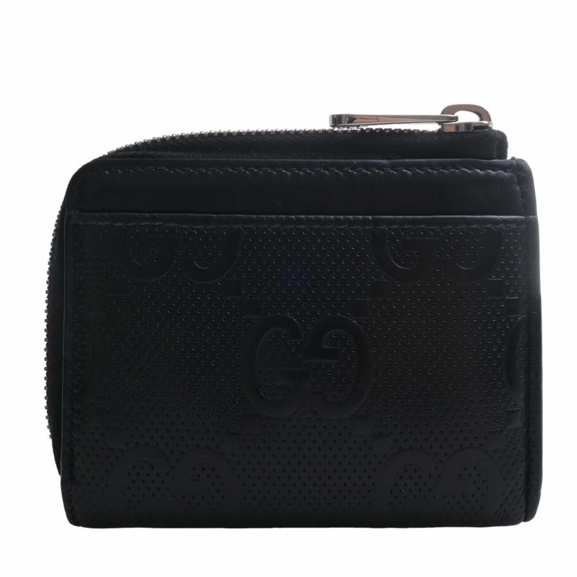 Gucci GUCCI GG embossed leather Lshaped wallet 657571 black ladies