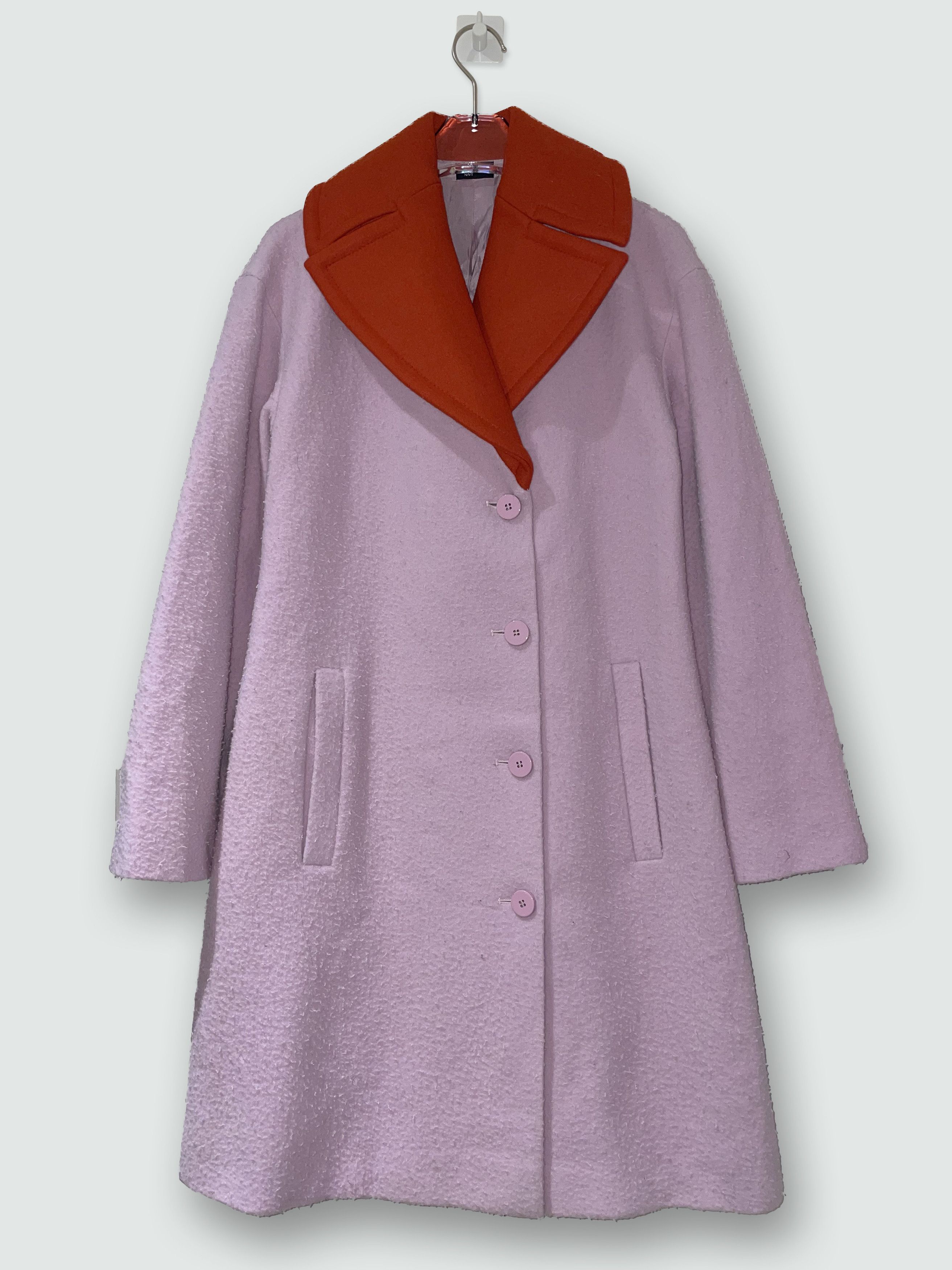 Jil Sander Jil Sander Navy | Pink 100% Virgin Wool Coat w/ Red Collar Size XS / US 0-2 / IT 36-38 - 2 Thumbnail
