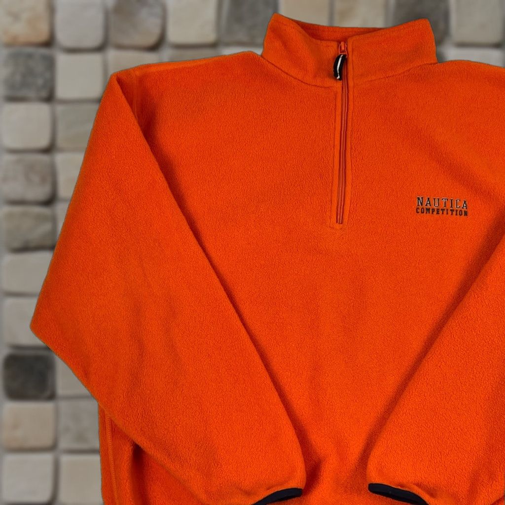 Nautica VINTAGE Nautica Jacket Mens Large Orange Competition Fleece 1/4 Zip Hiking USA Size US L / EU 52-54 / 3 - 1 Thumbnail