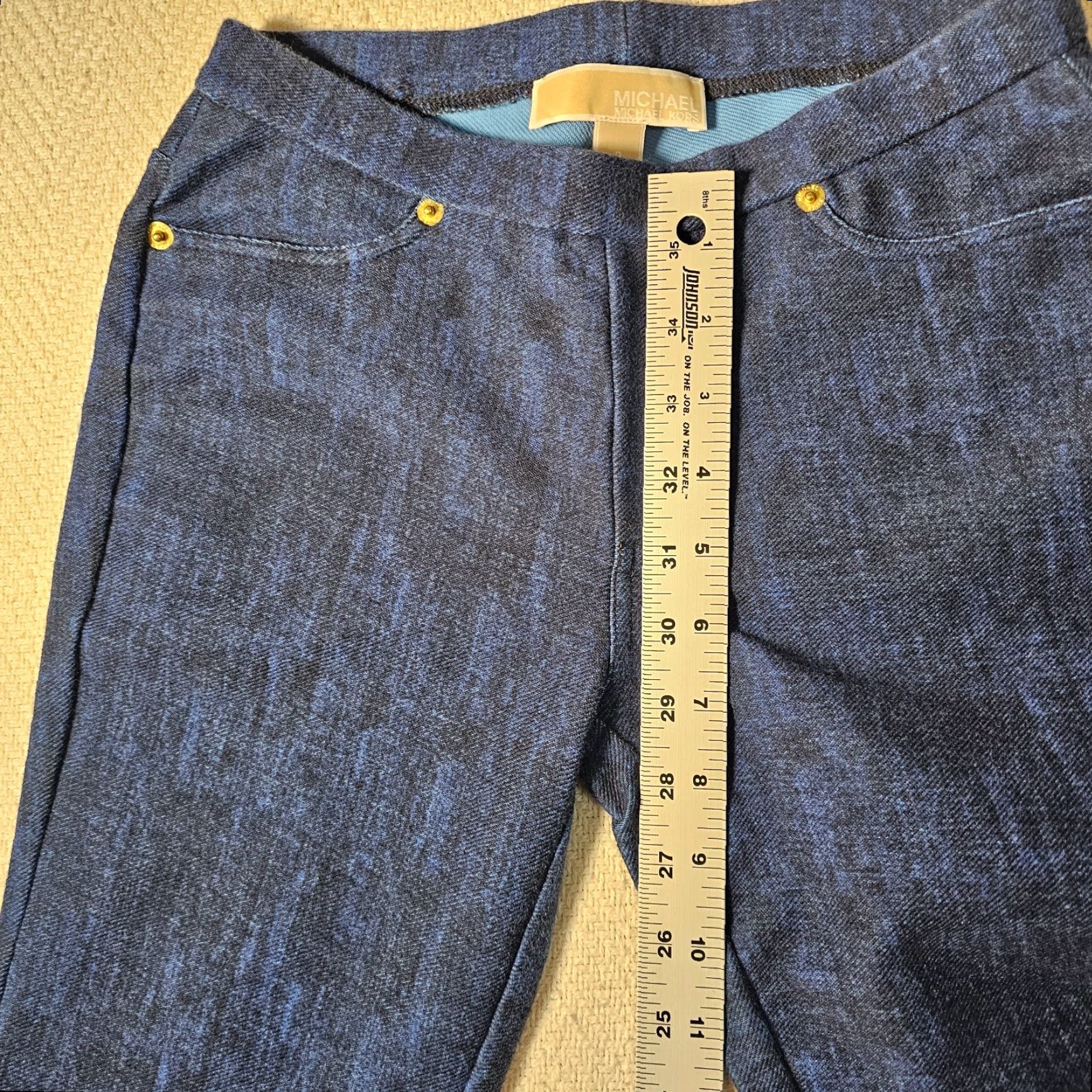 Michael Kors Michael Kors Pants Women's Petite Blue Navy Elastic Waist Pull-On Pants Skinny Size 24" / US 00 / IT 34 - 6 Thumbnail