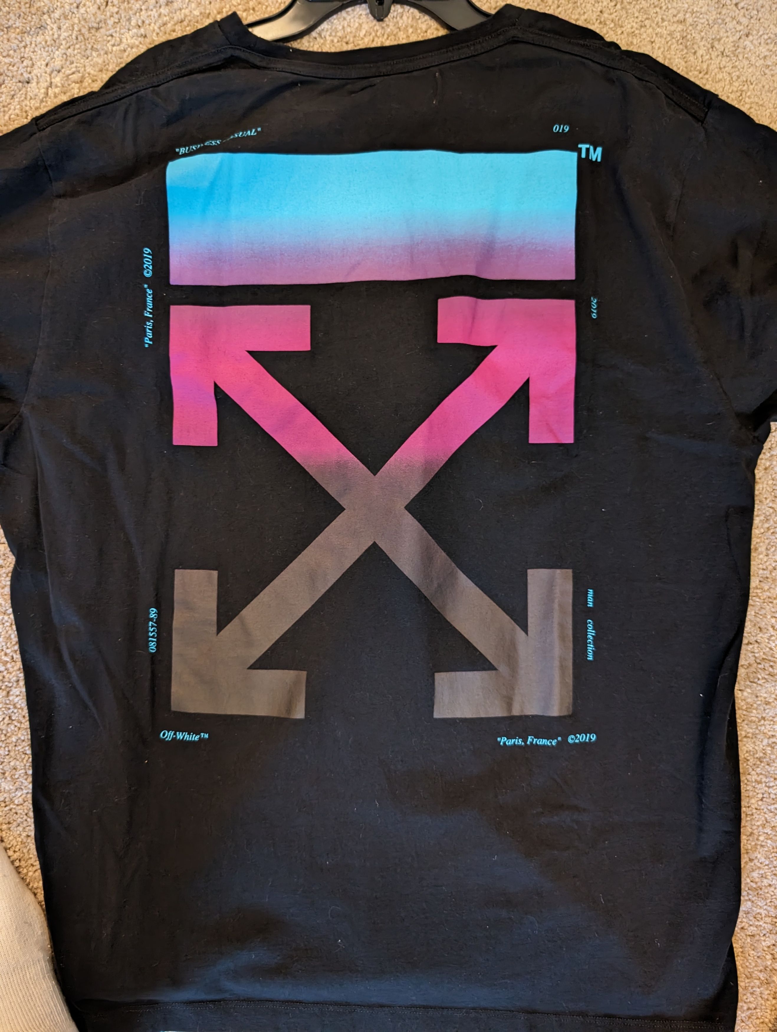 image of Off White Oversized Business Casual Gradiant Shirt in Black, Men's (Size Small)