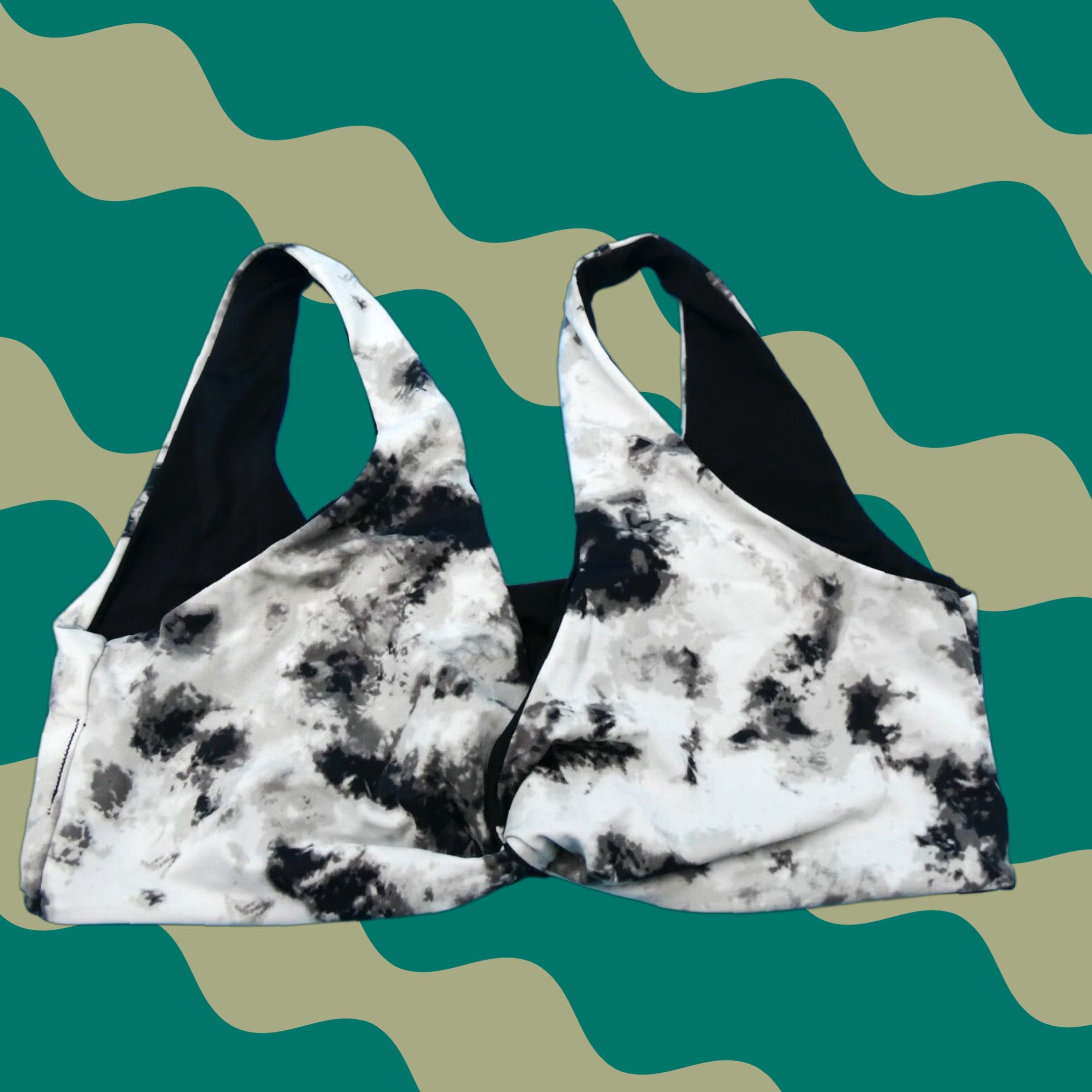 Victoria's Secret XL Gray Marble Twisted Pullover Bikini Top Wide Straps Swimwear - Women, Top, DD Cup, Beach, Quick Dry