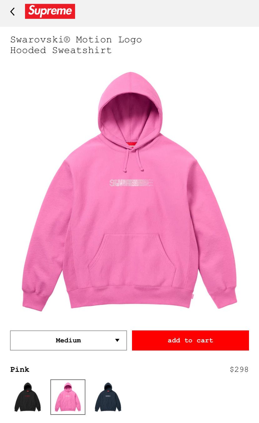 【XL】supreme×Swarovski Motion Logo 【pink】 Supreme x Swarovski Motion Logo Hooded Sweatshirt