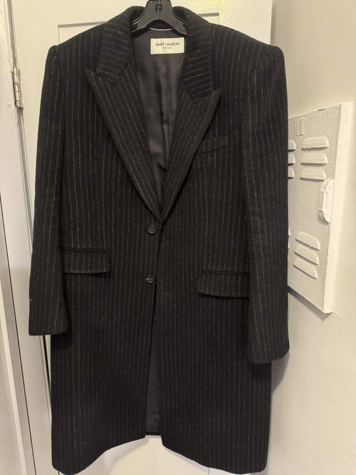 Saint Laurent Paris Striped Wool and Mohair Coat Size US L / EU 52-54 / 3 - 2 Thumbnail