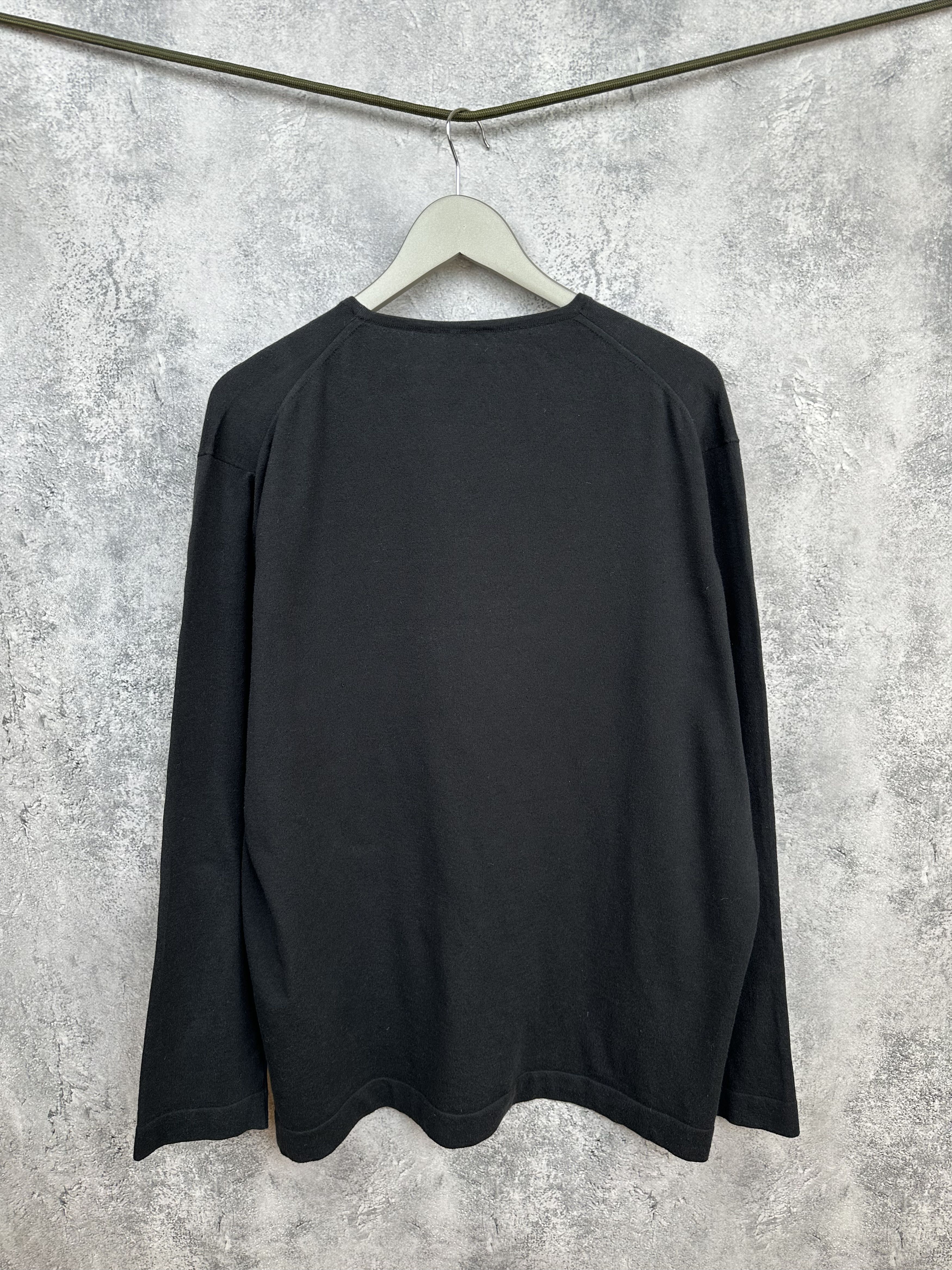 Malo Malo Sweater V-Neck Black Jumper Cotton Blend LS Pullover Size US XXL / EU 58 / 5 - 2 Thumbnail