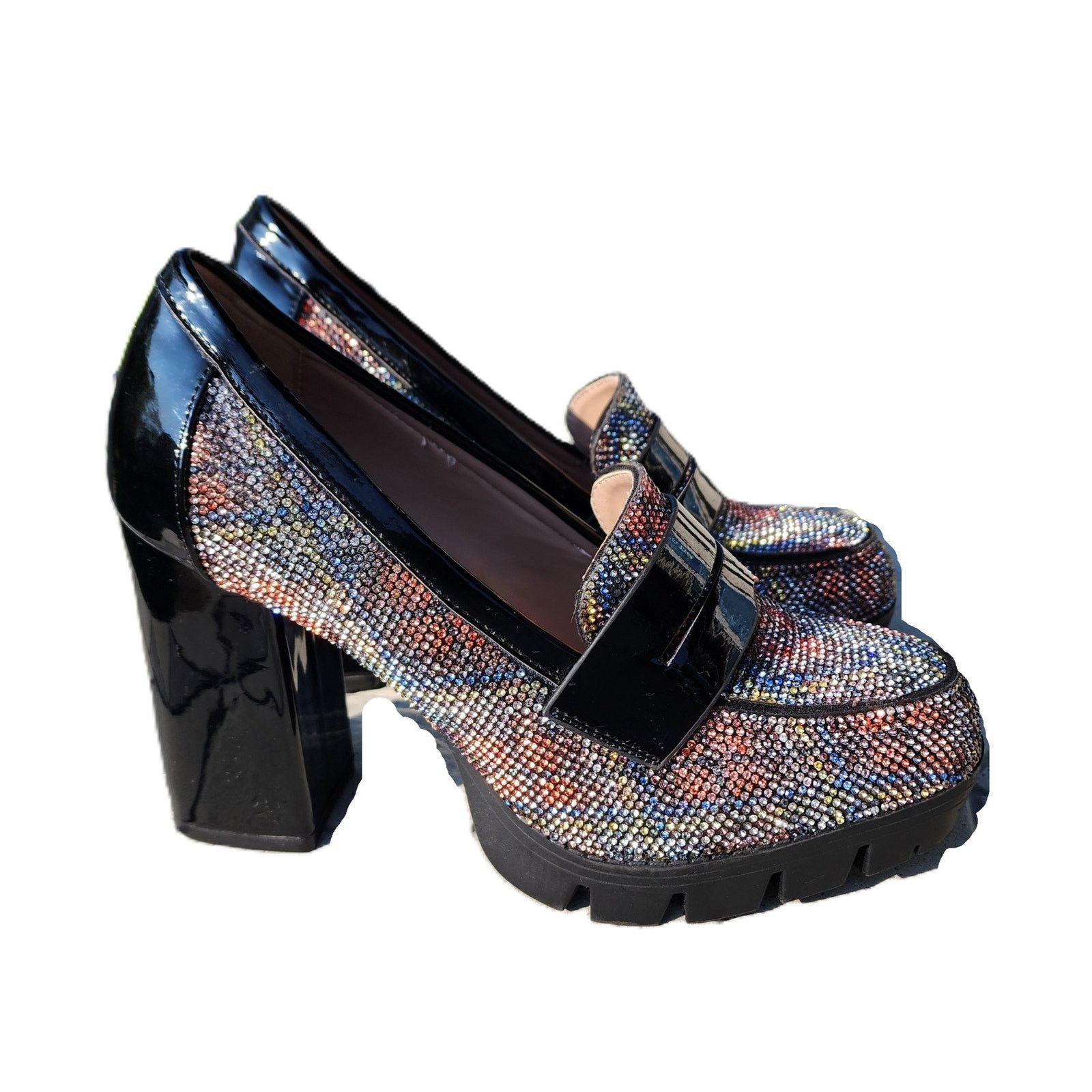 Betsey Johnson Betsey Johnson Adison Rhinestone Faux Patent Leather Loafers Size US 7 / IT 37 - 3 Thumbnail