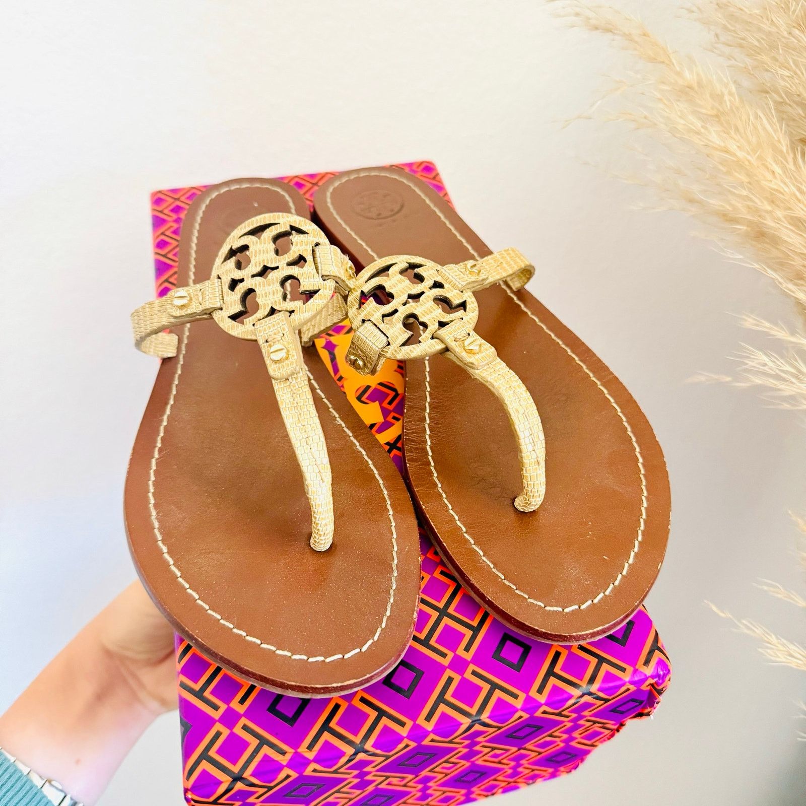 Tory Burch TORY BURCH Beige Brown Print Mini Miller $258 Slides Sandals Size US 8.5 / IT 38.5 - 10 Thumbnail