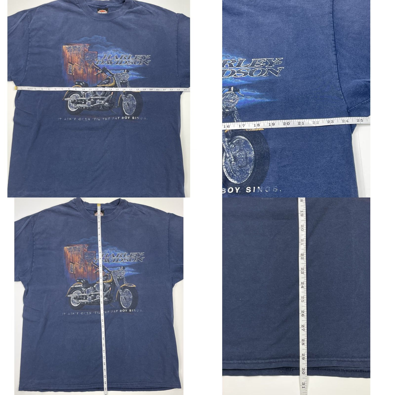 Harley Davidson VINTAGE Harley-Davidson T-Shirt Blue 2XL 90s Fat Boy Delaware USA Crew Neck Short Sleeve Double-Sided Men, Logo Shirt Size US XXL / EU 58 / 5 - 8 Thumbnail