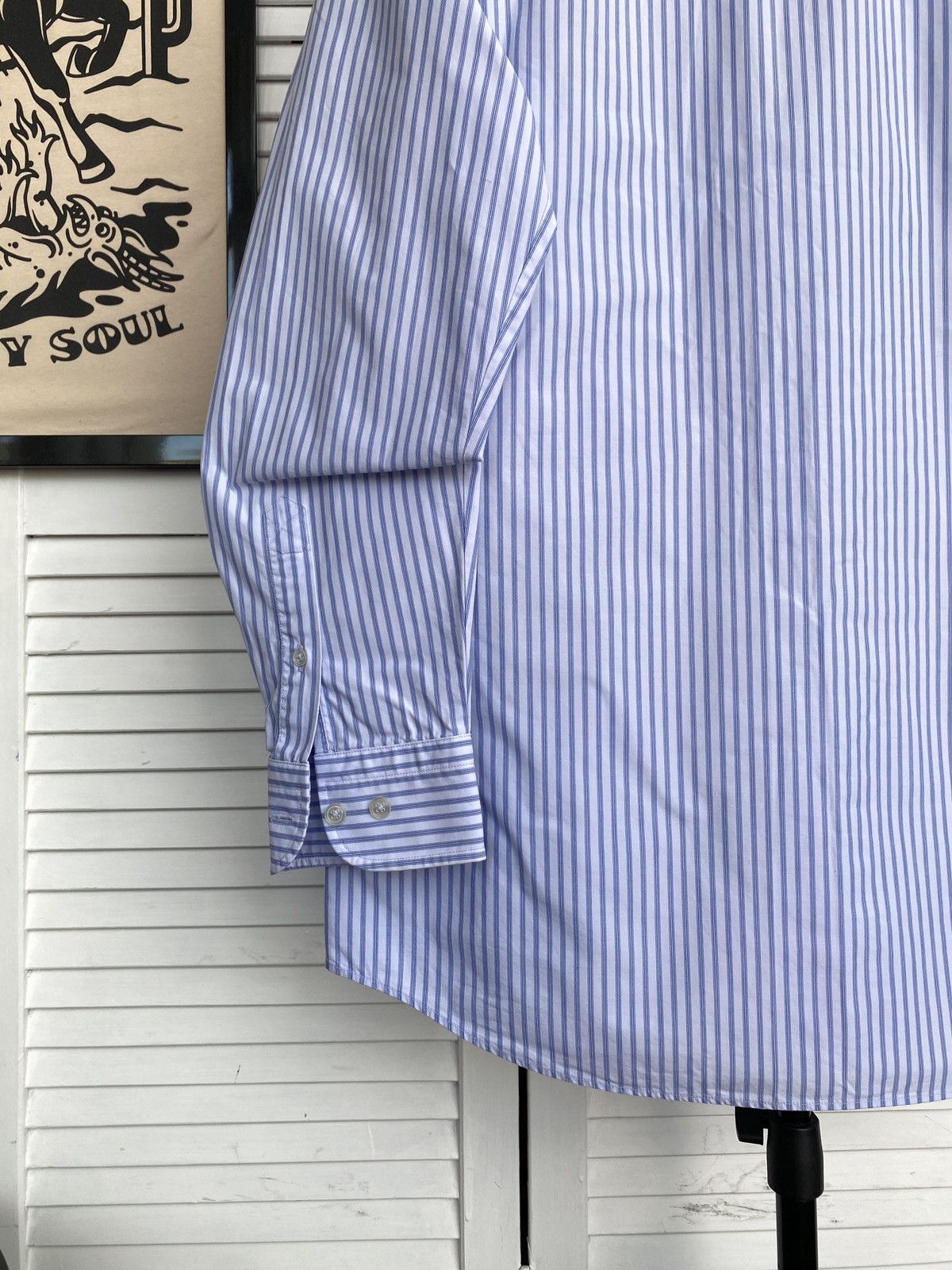 Vintage Vintage Basic Striped Button Up Shirt Hard Cotton Preppy Size US S / EU 44-46 / 1 - 11 Thumbnail