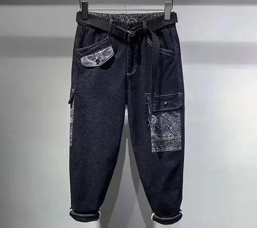 Japanese Brand × Jean 20AW Indigo Union Japan Denim Patchwork Bandana Worker Jeans Size US 32 / EU 48 - 1 Thumbnail