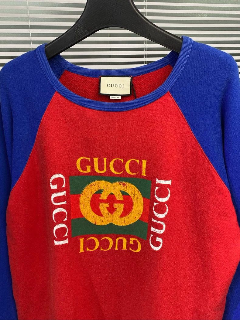 Gucci Gucci Double G square logo red and blue stitching sweatshir Size US L / EU 52-54 / 3 - 7 Thumbnail