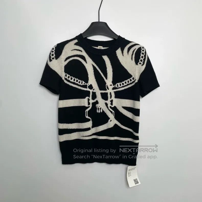 Hermes Hermes Black and White Short Sleeve Sweater Size XS / US 0-2 / IT 36-38 - 2 Thumbnail